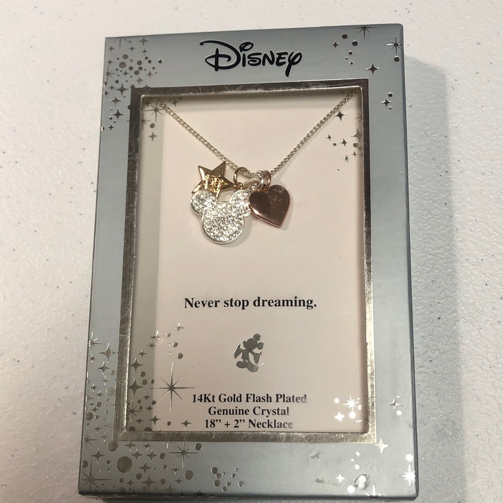 Disney Gold and Silver Mickey 18” Necklace Never Stop Dreaming